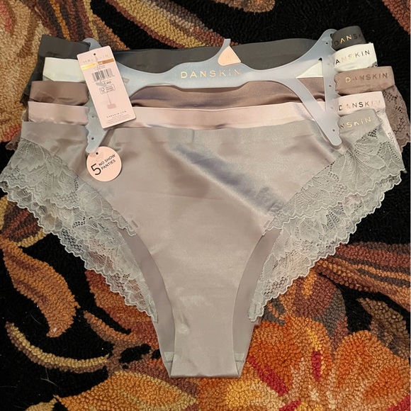 Danskin Women's Satin Lace Panties - Black, Cream, Tan, beige , silver - Picture 1 of 4